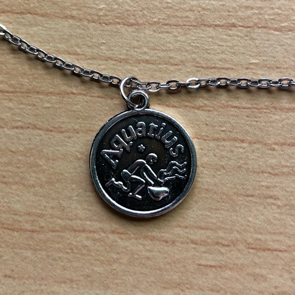 Hand Crafted Jewelry - NWT Handmade Aquarius Zodiac Antique Silver Coin Necklace